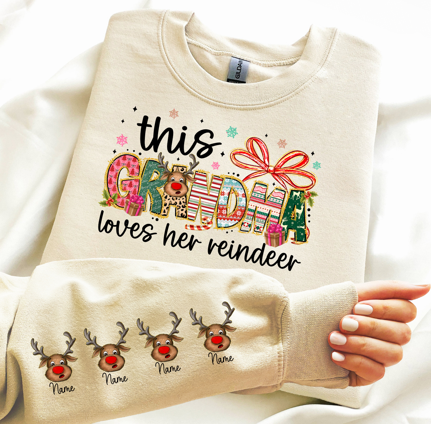 This Grandma Loves her Reindeer Custom DTF Transfer