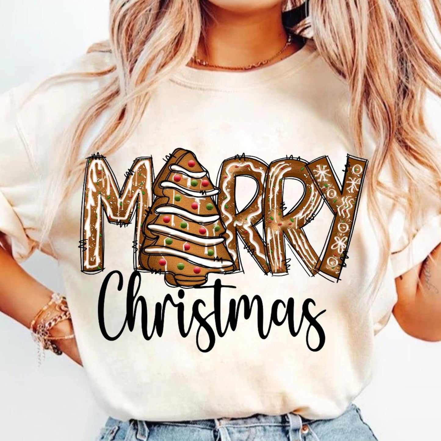 Merry Christmas Holiday Cake DTF Transfer