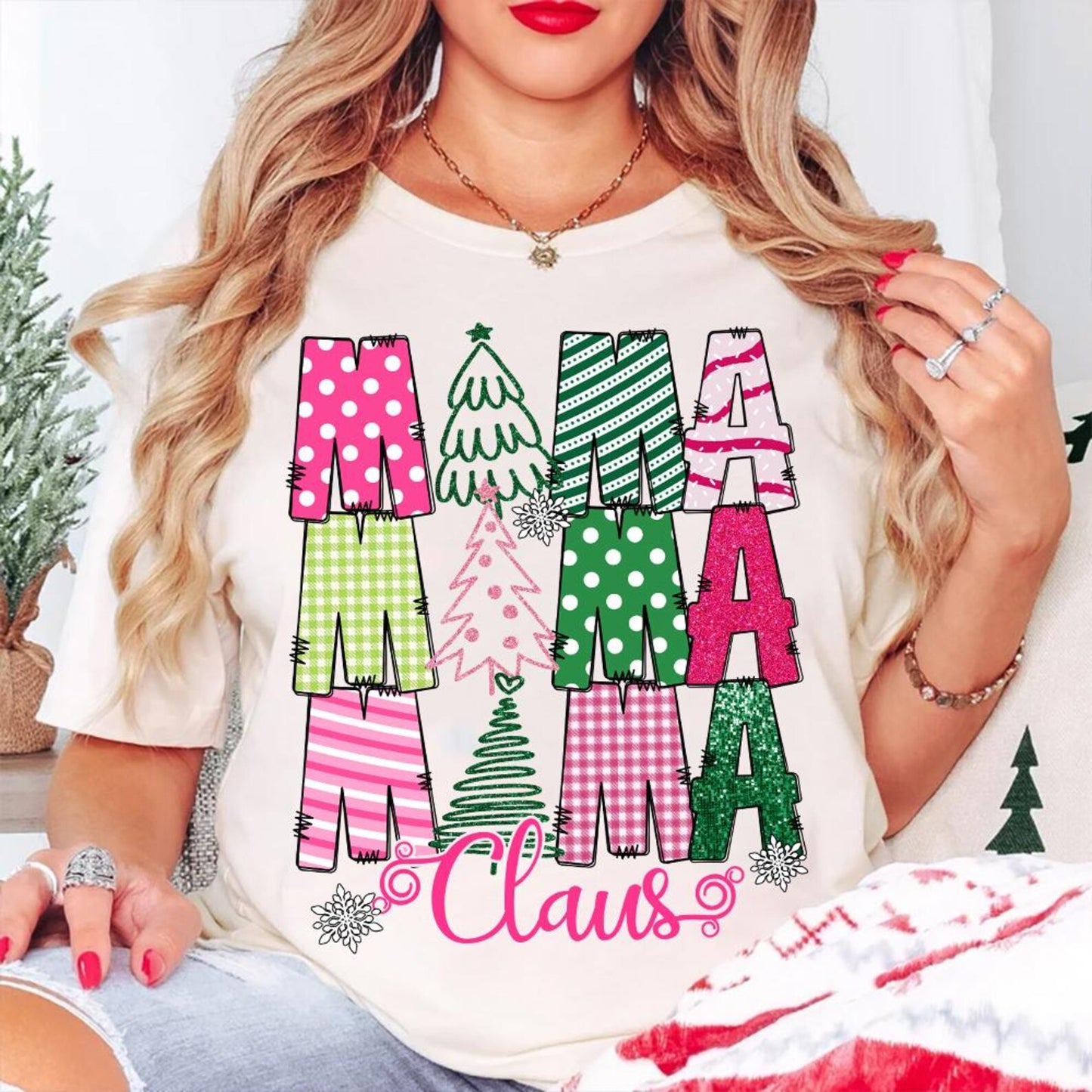 Mama Claus Pink DTF Transfer