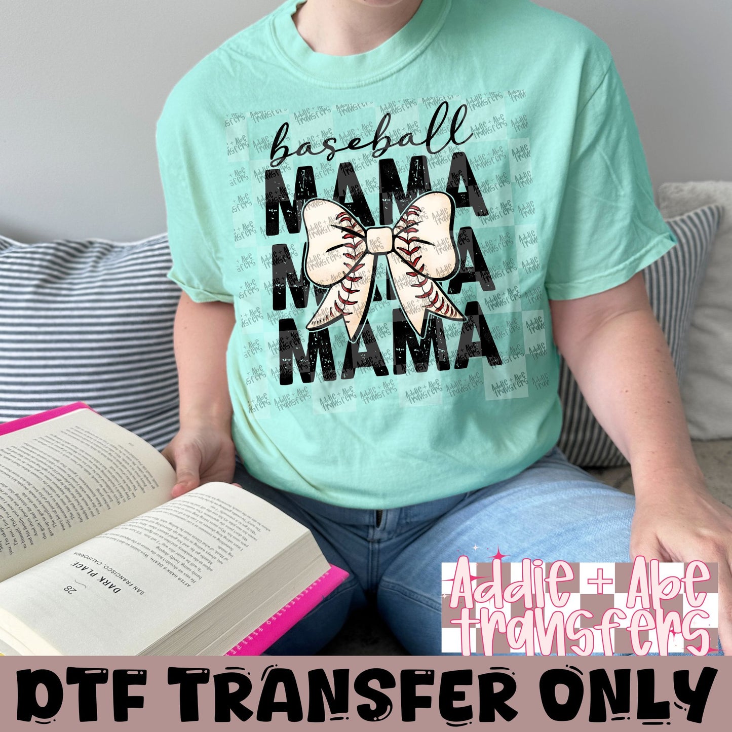 Baseball Mama Bow DTF Transfer
