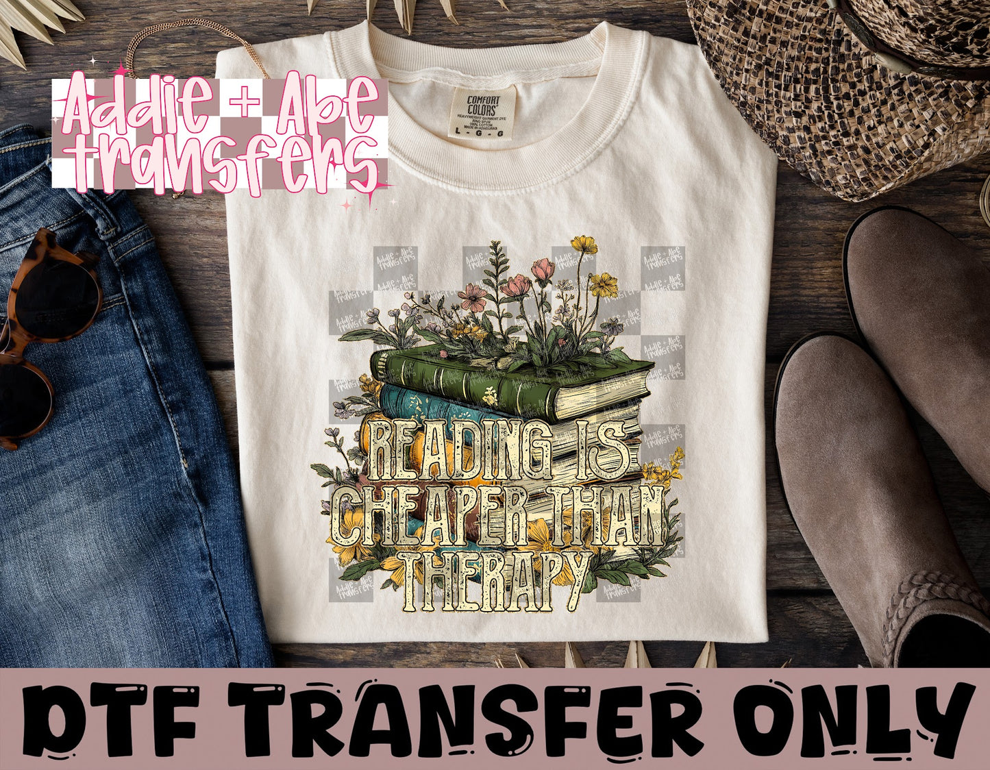 Reading is Cheaper than Therapy DTF Transfer