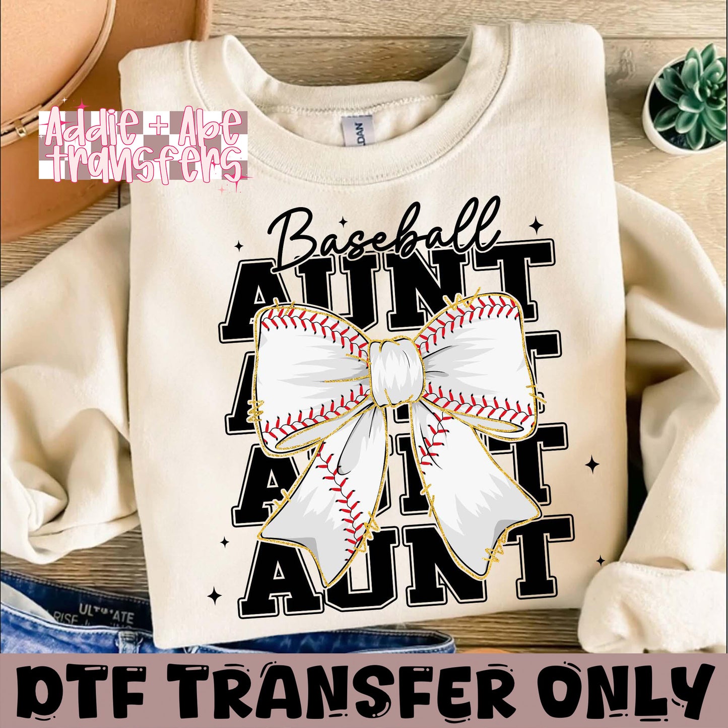 Baseball Aunt Bow DTF Transfer