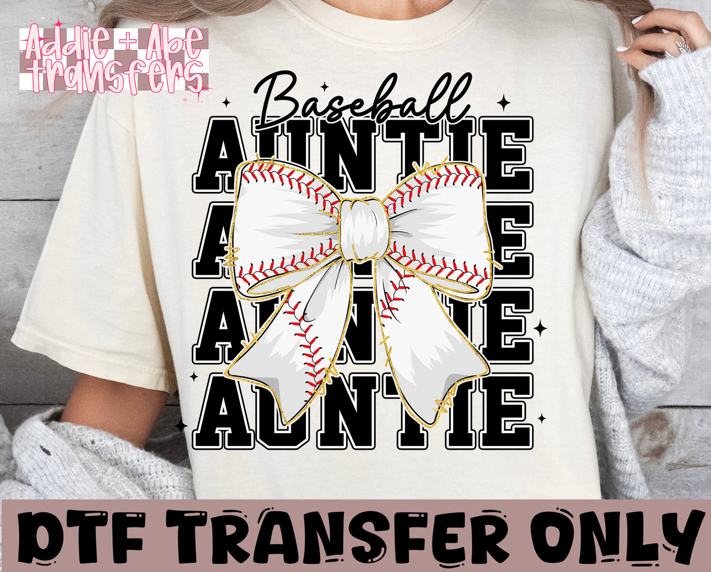 Baseball Auntie Bow DTF Transfer (Copy)