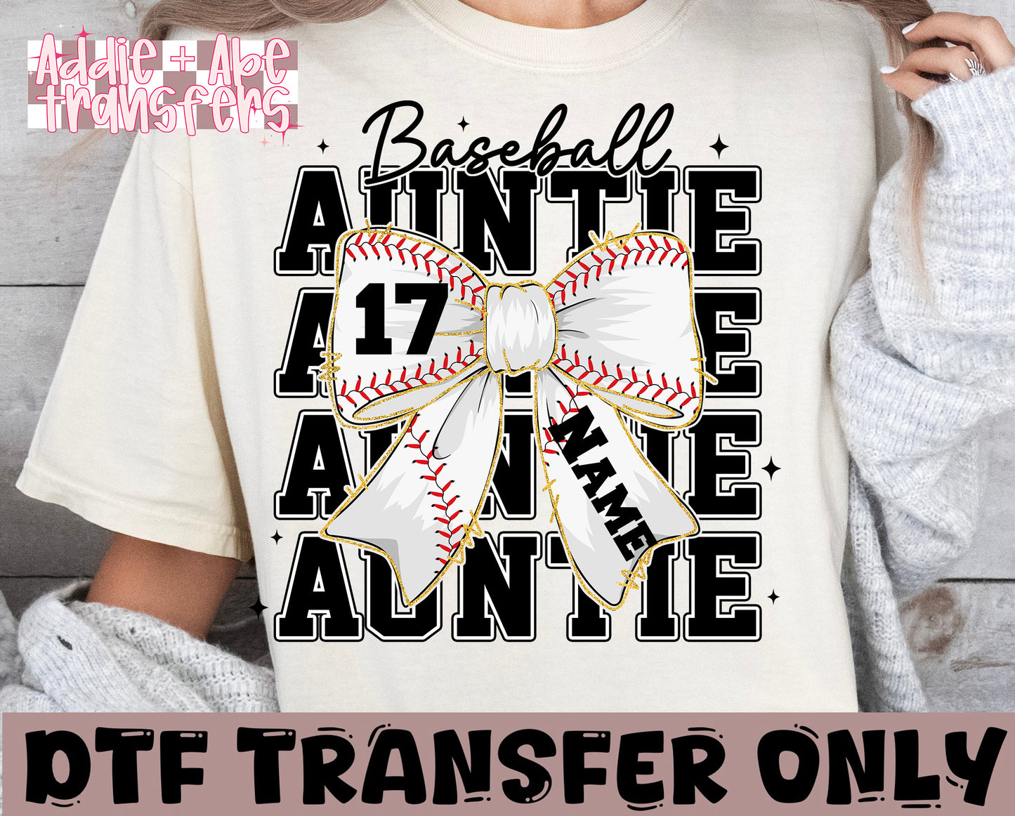 Baseball Auntie Bow DTF Transfer (Copy)