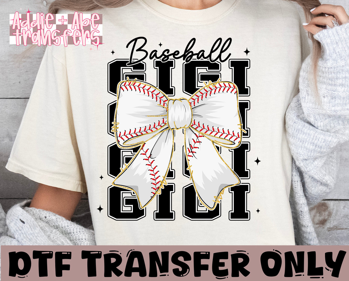 Baseball Gigi Bow DTF Transfer