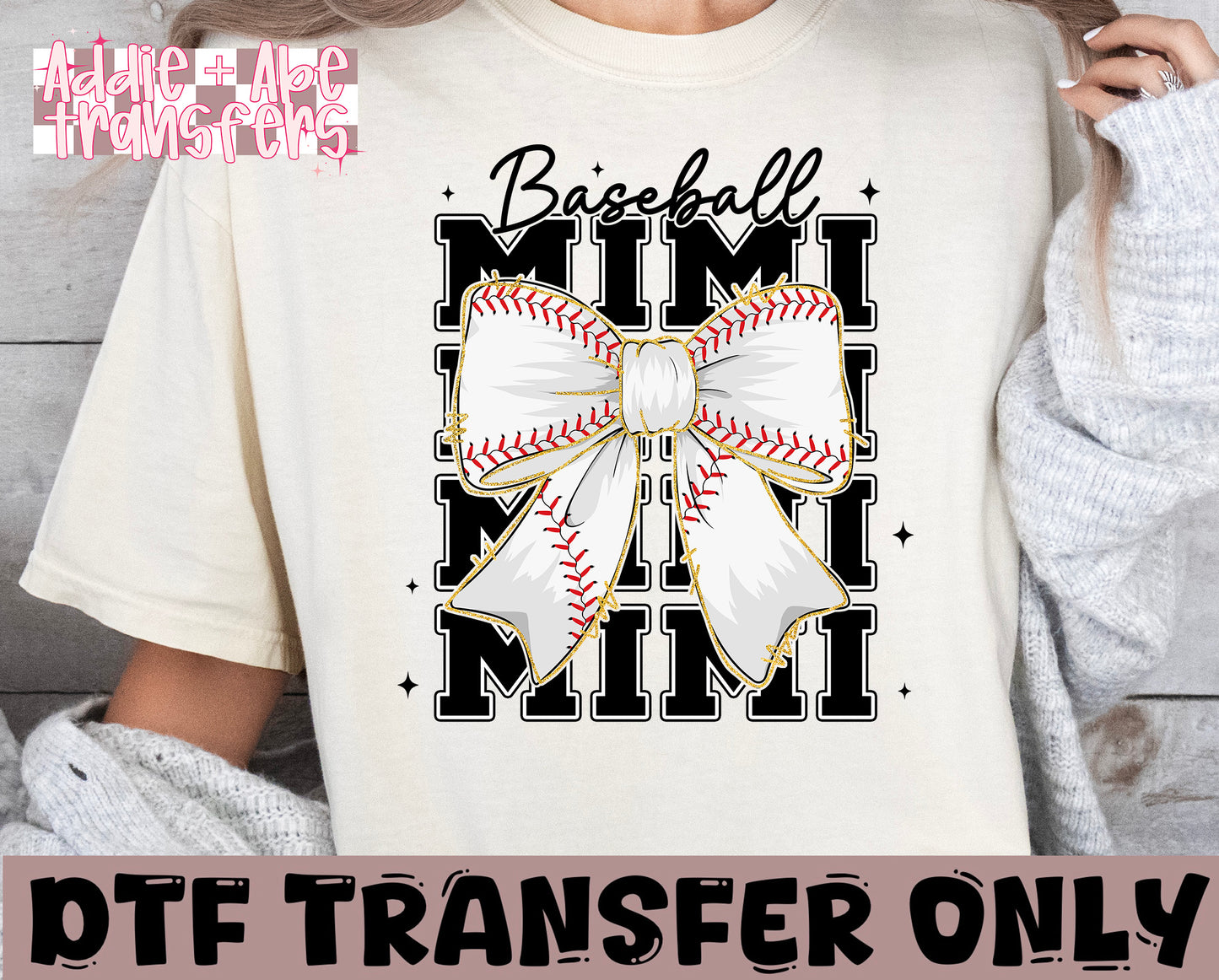 Baseball Mimi Bow DTF Transfer