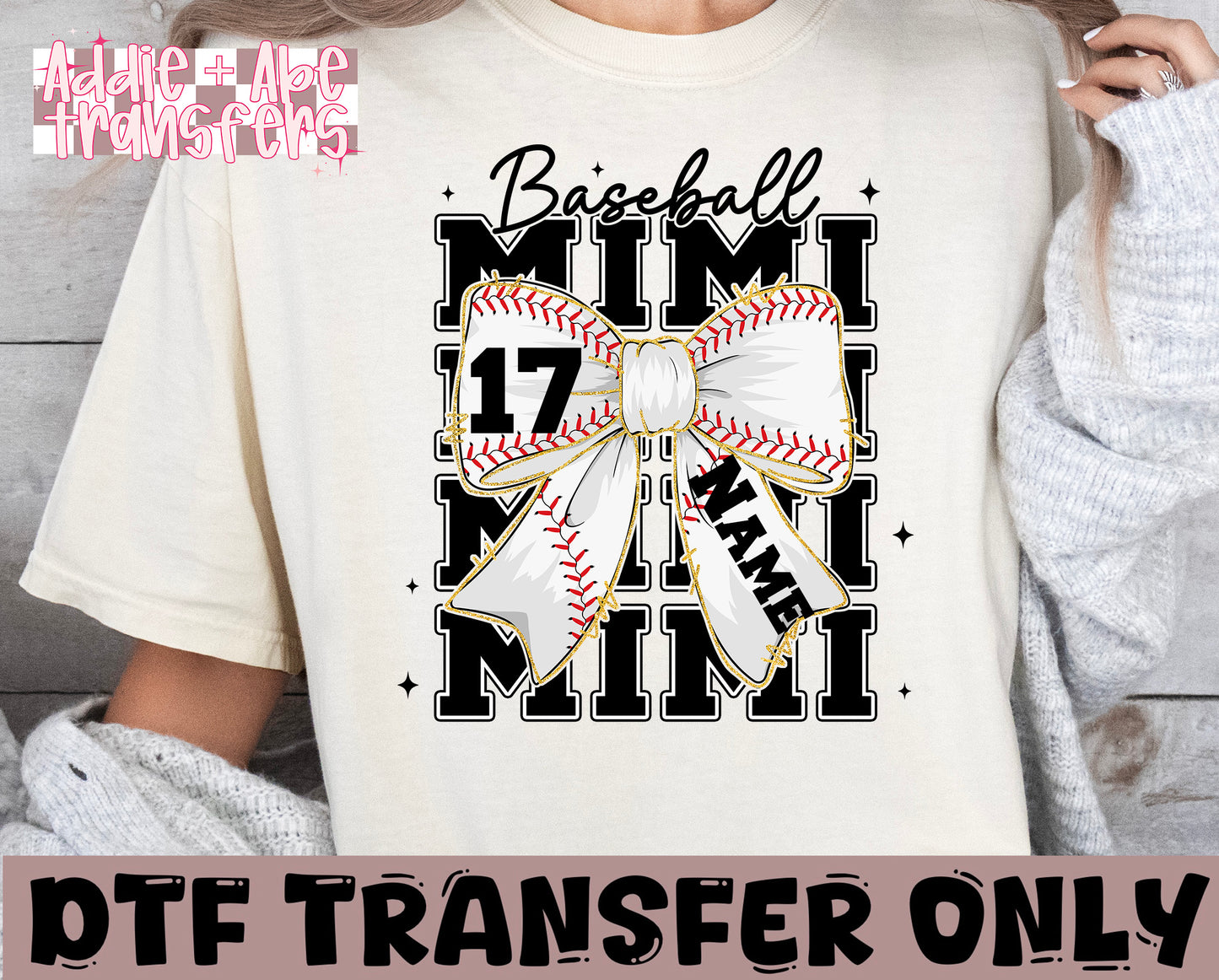 Baseball Mimi Bow DTF Transfer