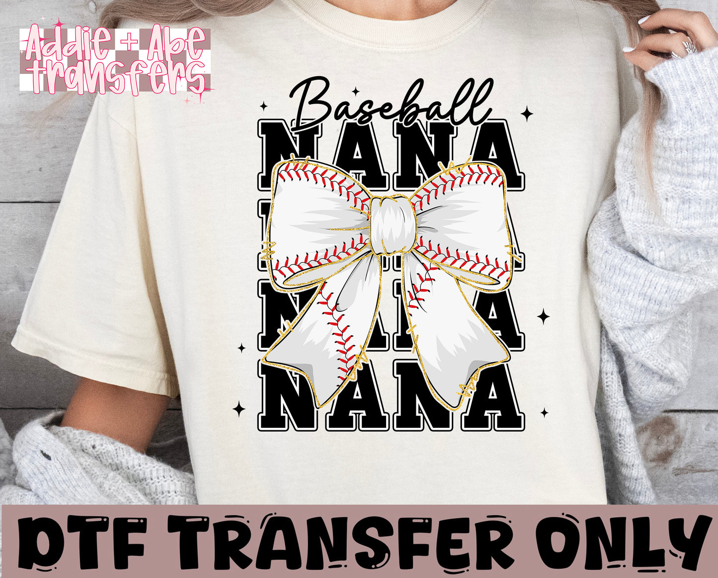 Baseball Nana Bow DTF Transfer
