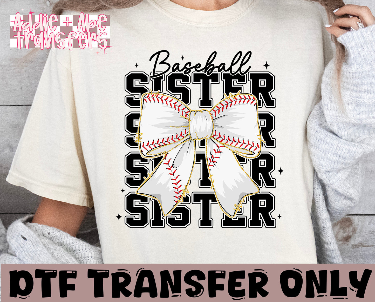Baseball Sister Bow DTF Transfer