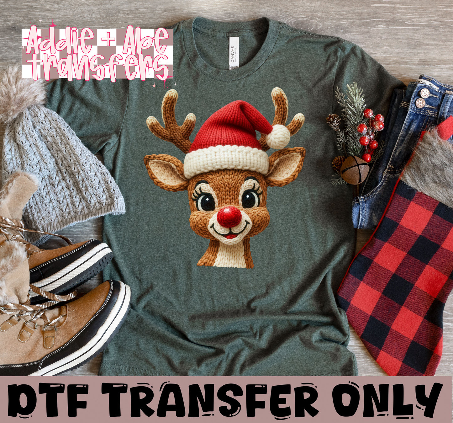 Reindeer Faux Yarn DTF Transfer