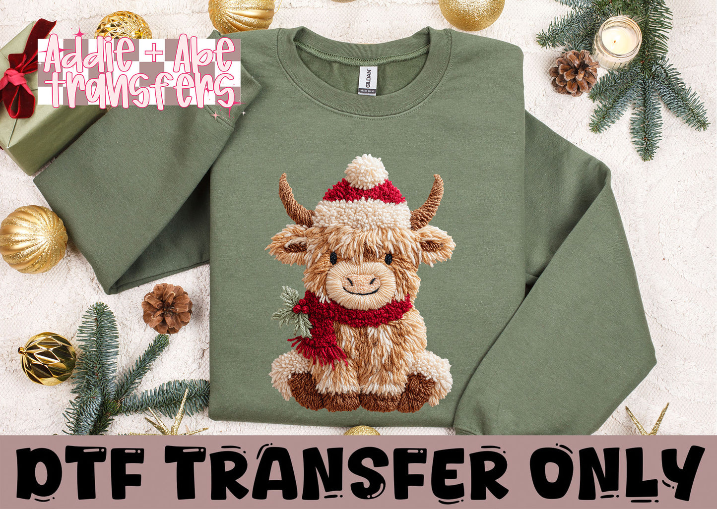 Highland Cow Yarn DTF Transer