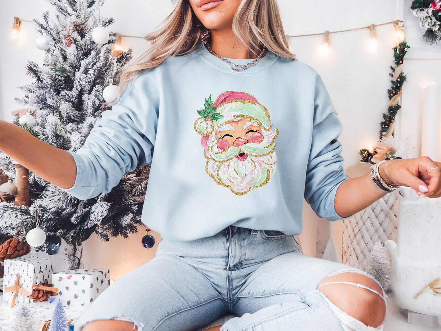 Santa Watercolor DTF Transfer