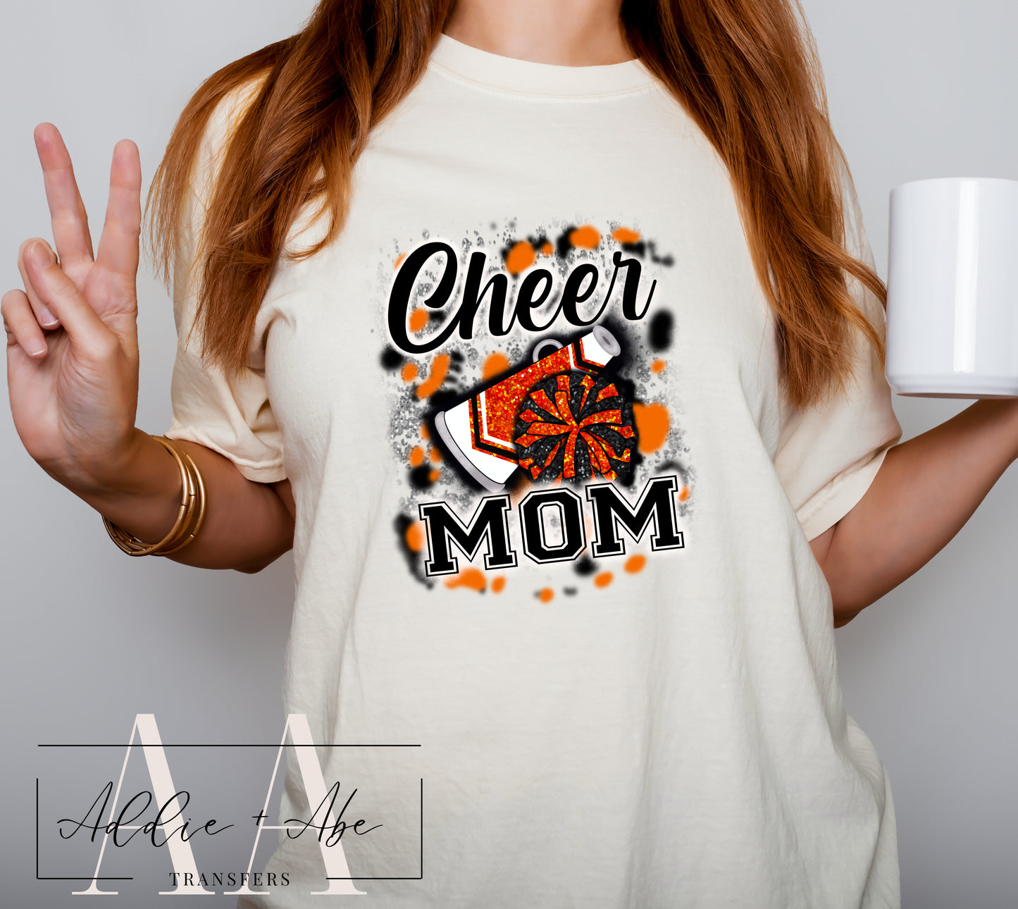 Cheer Mom Orange/Black DTF Transfer