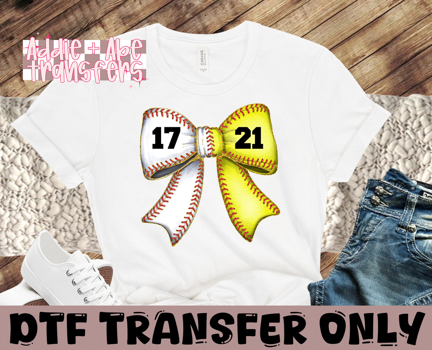 Baseball Softball Bow DTF Transfer