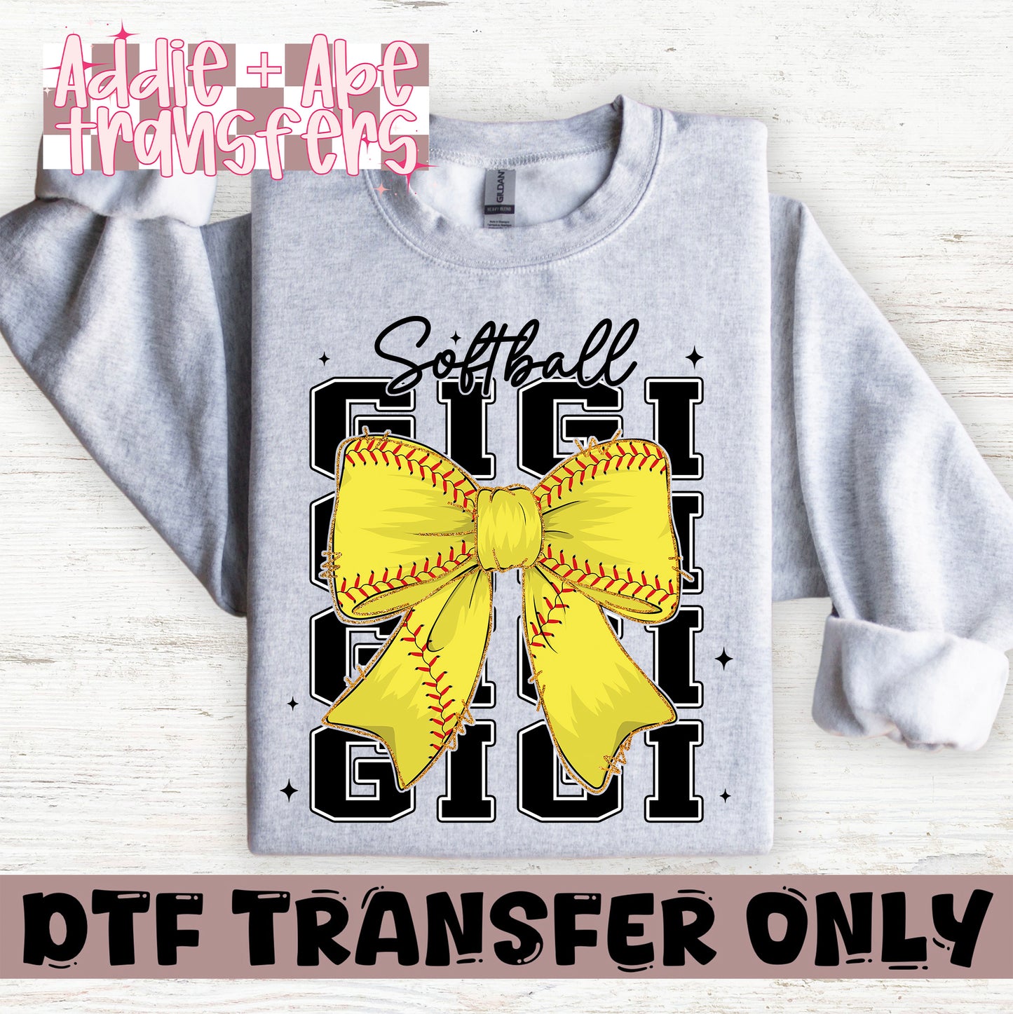 Softball Gigi Bow DTF Transfer