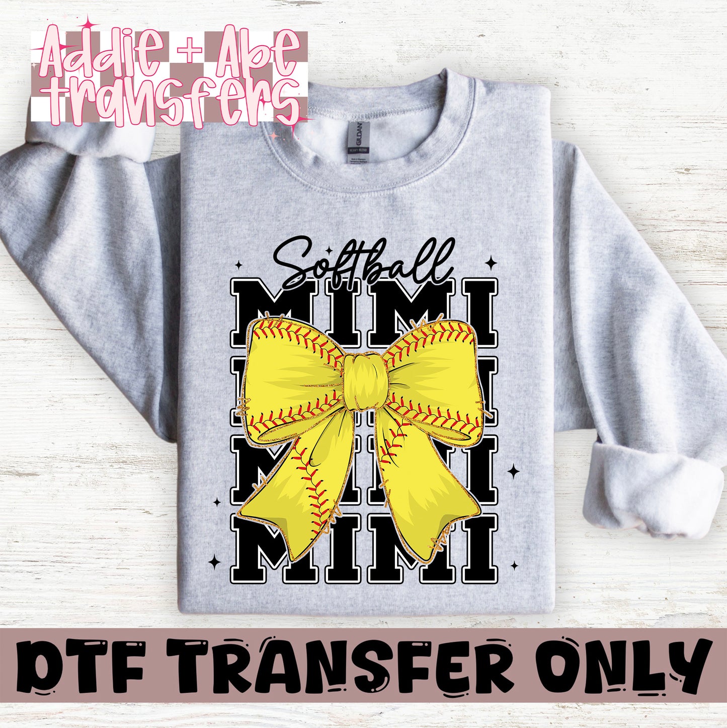 Softball Mimi Bow DTF Transfer