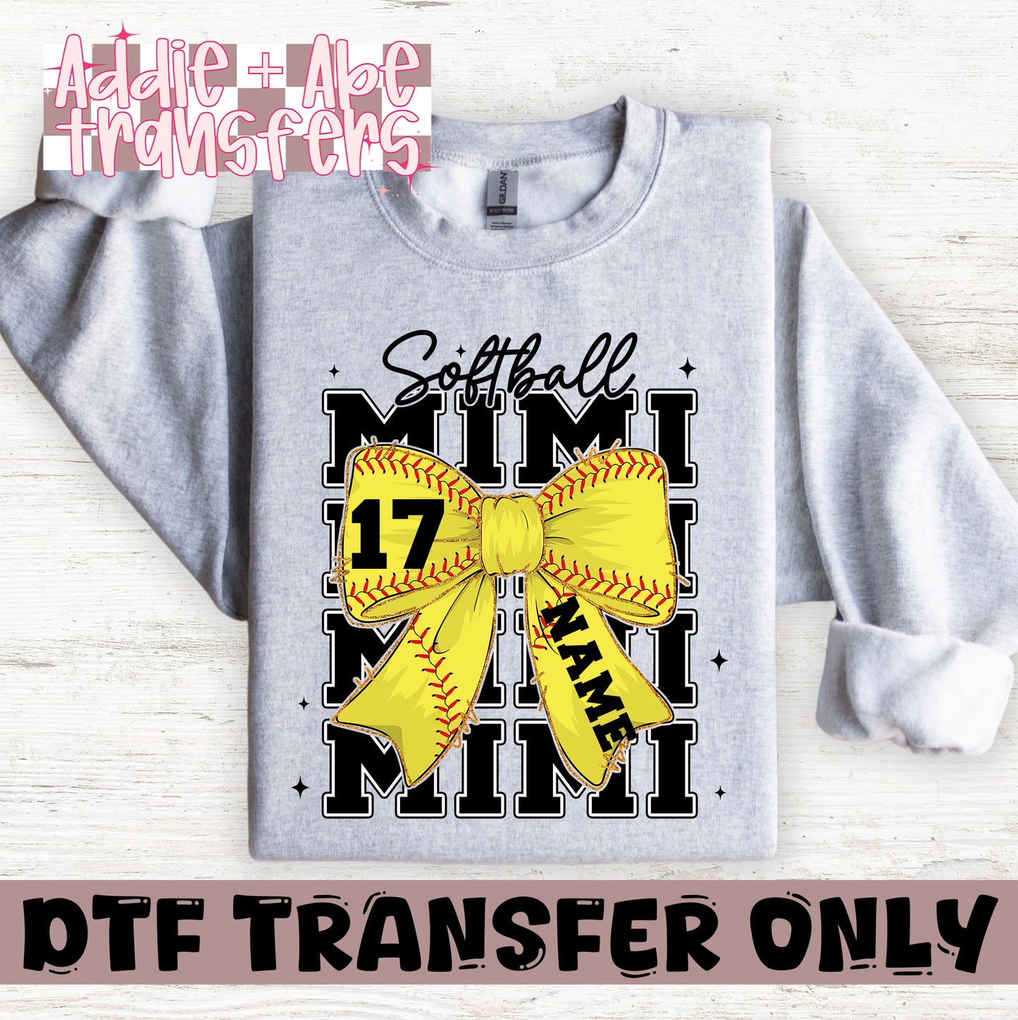Softball Mimi Bow DTF Transfer