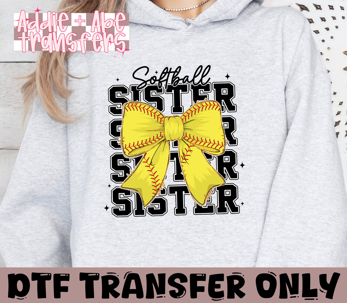 Softball Sister Bow DTF Transfer