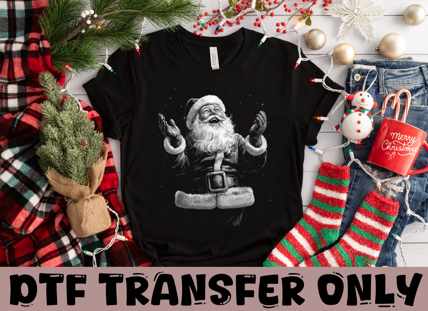 Santa all white DTF Transfer