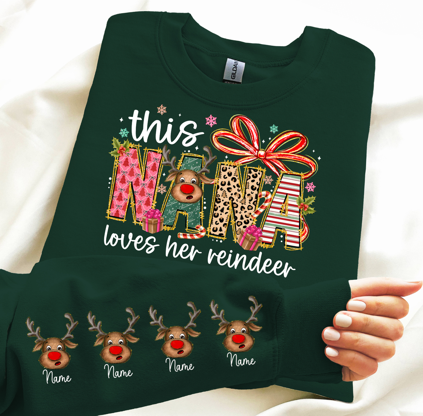 This Nana Loves her Reindeer Custom DTF Transfer