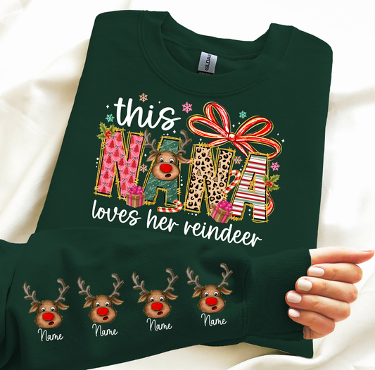 This Nana Loves her Reindeer Custom DTF Transfer