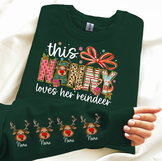 This Nanny Loves her Reindeer Custom DTF Transfer