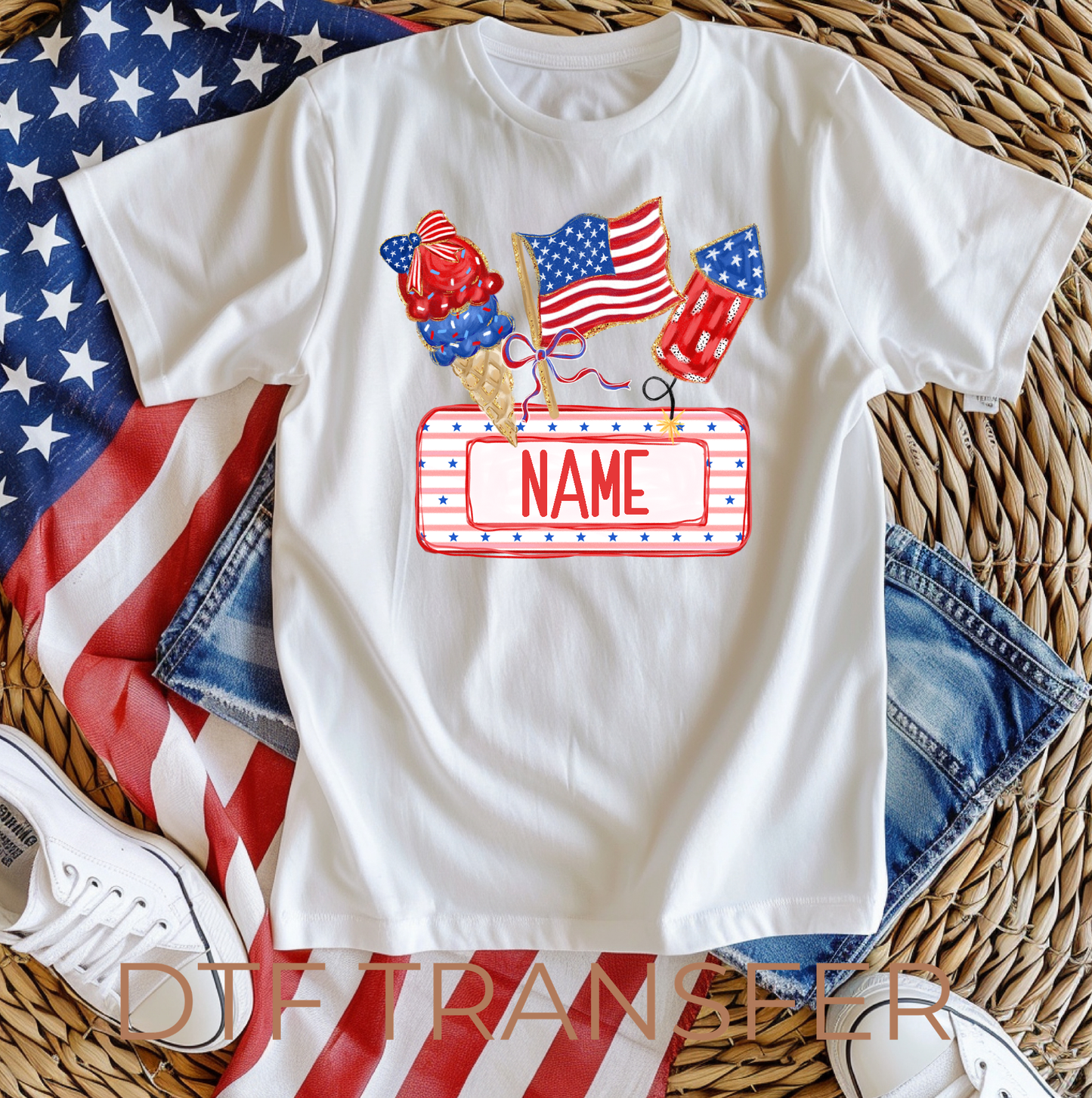 July 4th Red Kids Custom DTF Transfer