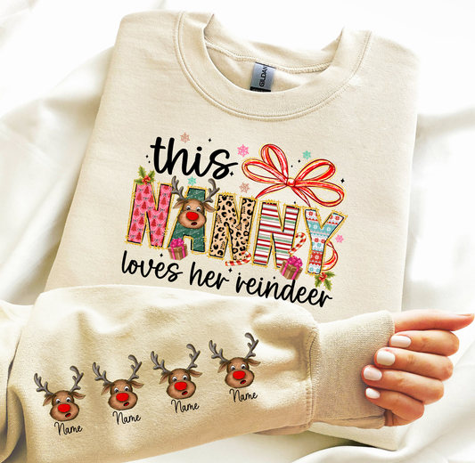 This Nanny Loves her Reindeer Custom DTF Transfer