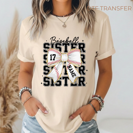 Baseball Sister Custom DTF Transfer
