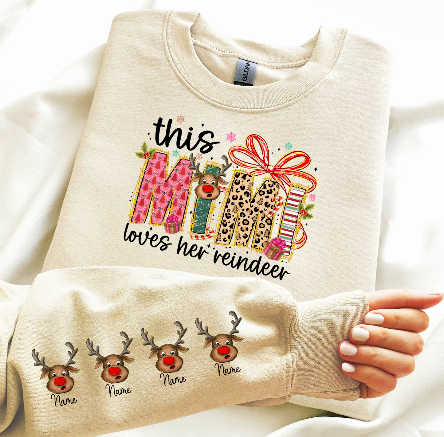 This Mimi Loves her Reindeer Custom DTF Transfer