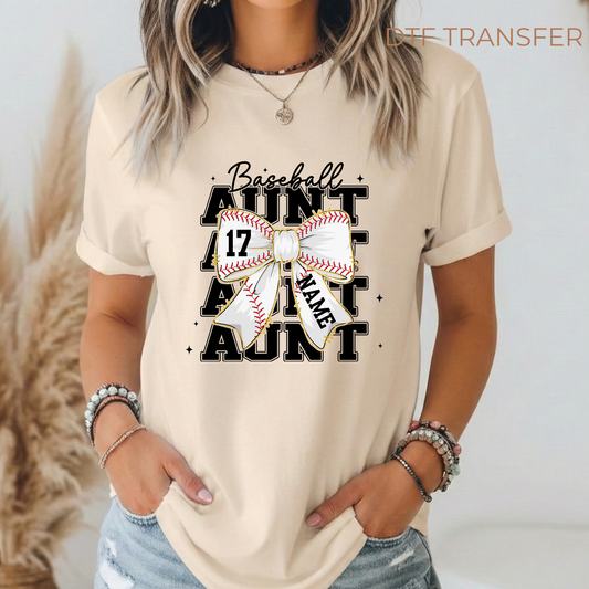 Baseball Aunt Personalized DTF Transfer