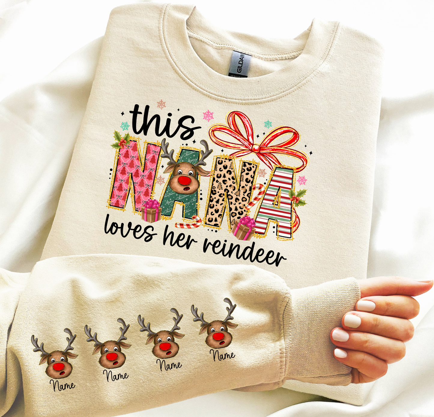 This Nana Loves her Reindeer Custom DTF Transfer