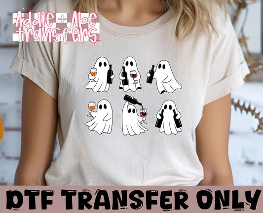 Ghost Drinking Wine DTF Transfer
