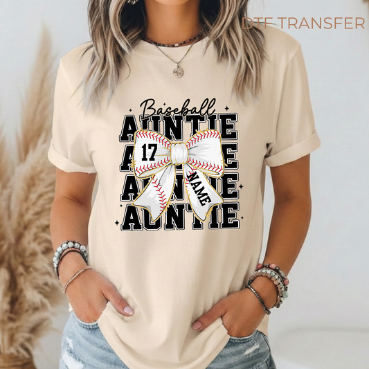 Baseball Auntie Personalized DTF Transfer