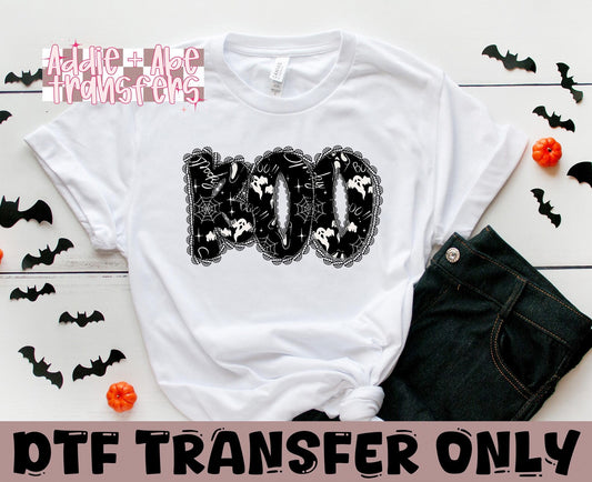 Lace Boo Black DTF Transfer