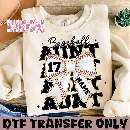 Baseball Aunt Bow DTF Transfer
