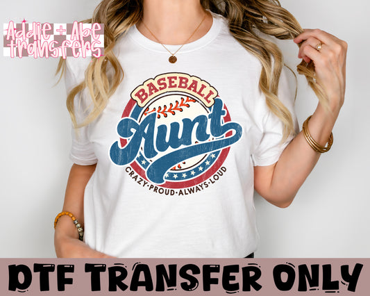 Baseball Aunt DTF Transfer