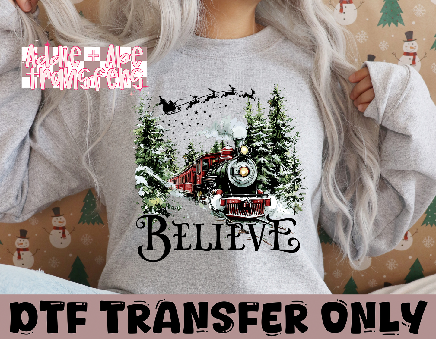 Believe Christmas Train DTF Transfer