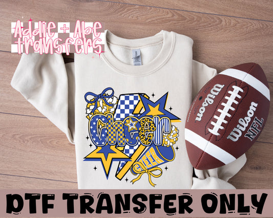 Blue and Yellow Cheer DTF Transfer