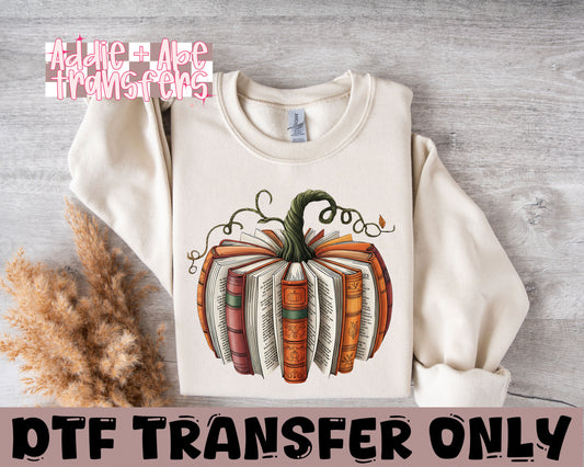 Book Pumpkin DTF Transfer