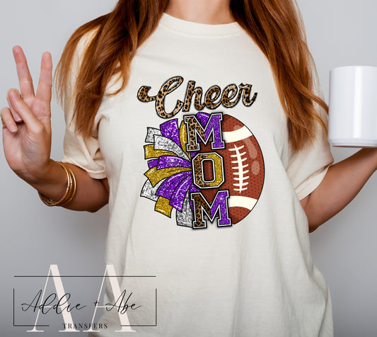 Cheer and football Mom purple/ gold DTF Transfer