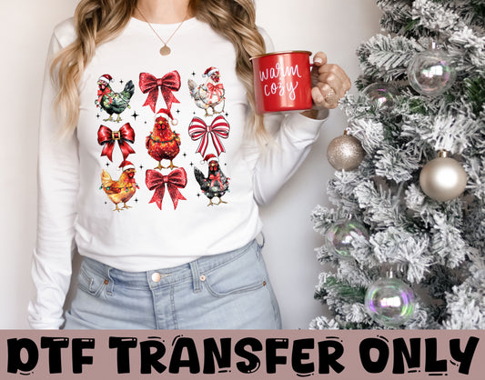 Chickens Christmas DTF Transfer