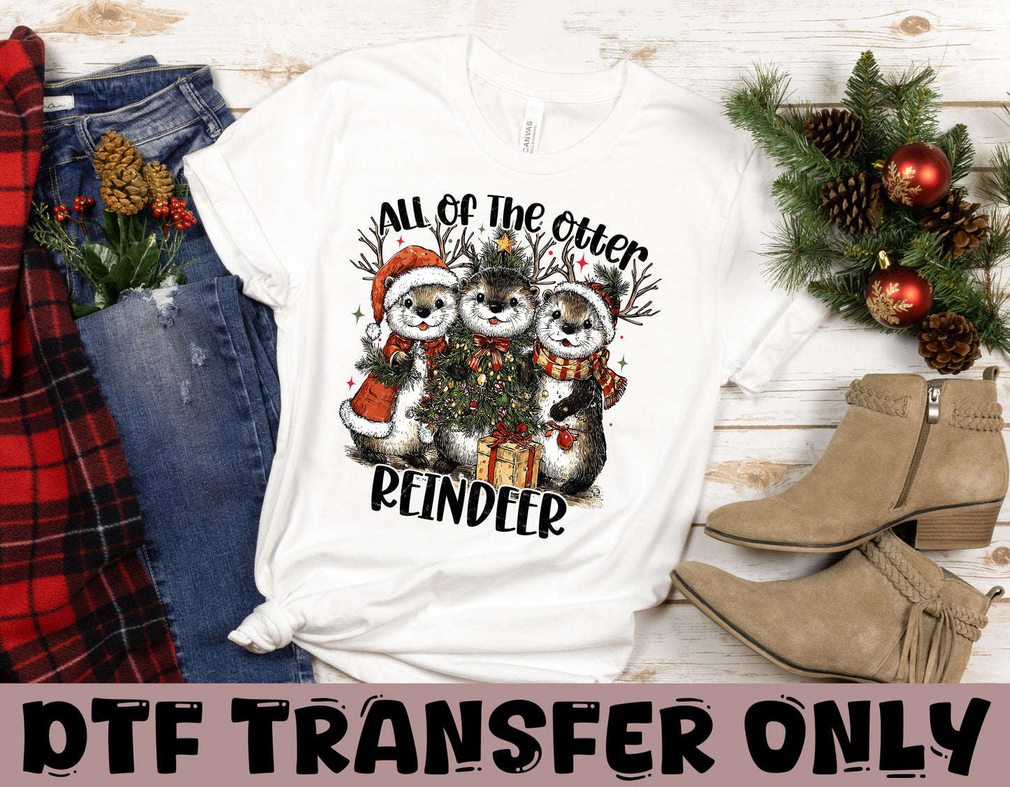 Otter Reindeer Christmas DTF Transfer