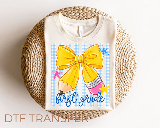 First Grade Bow DTF Transfer