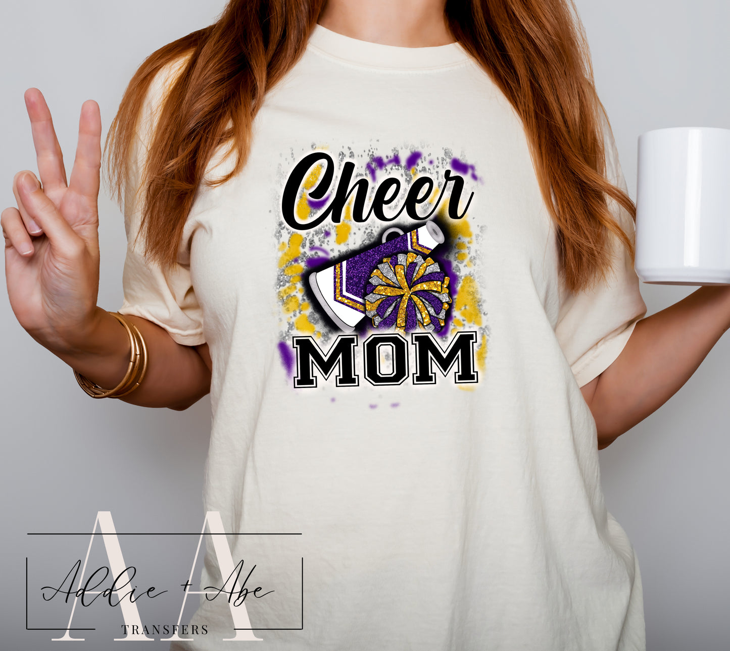 Cheer Mom Gold/Purple DTF Transfer