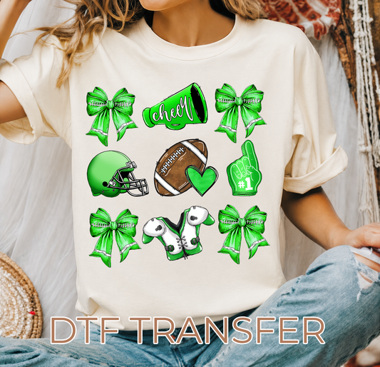Green Football Cheer DTF Transfer