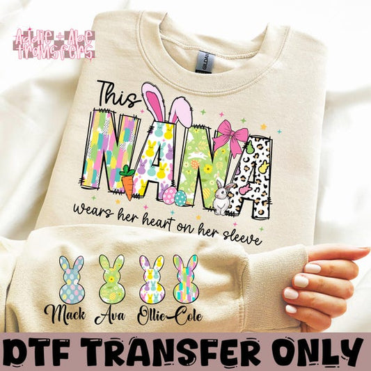 This Nana Wears her Heart on her Sleeves DTF Transfer