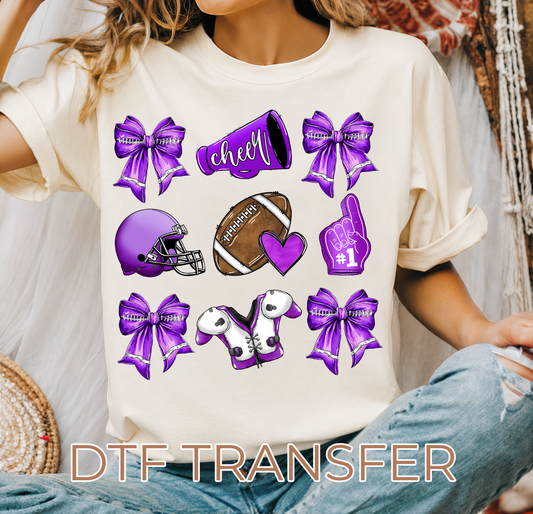 Purple Football Cheer DTF Transfer