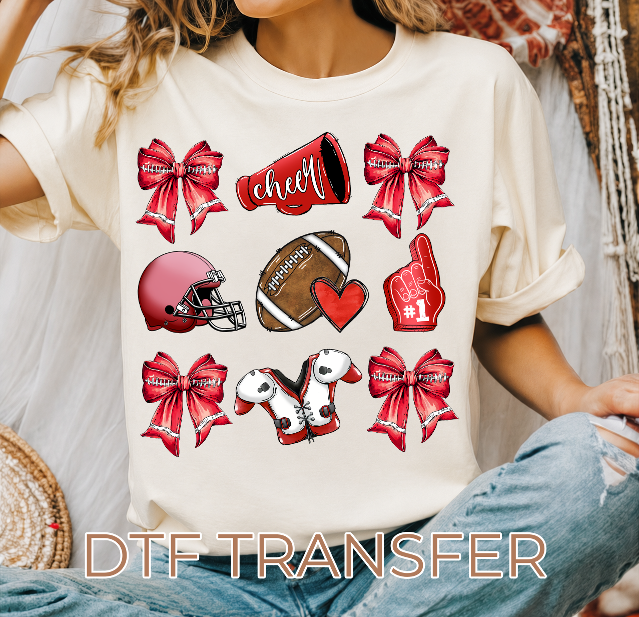 Red Football Cheer DTF Transfer