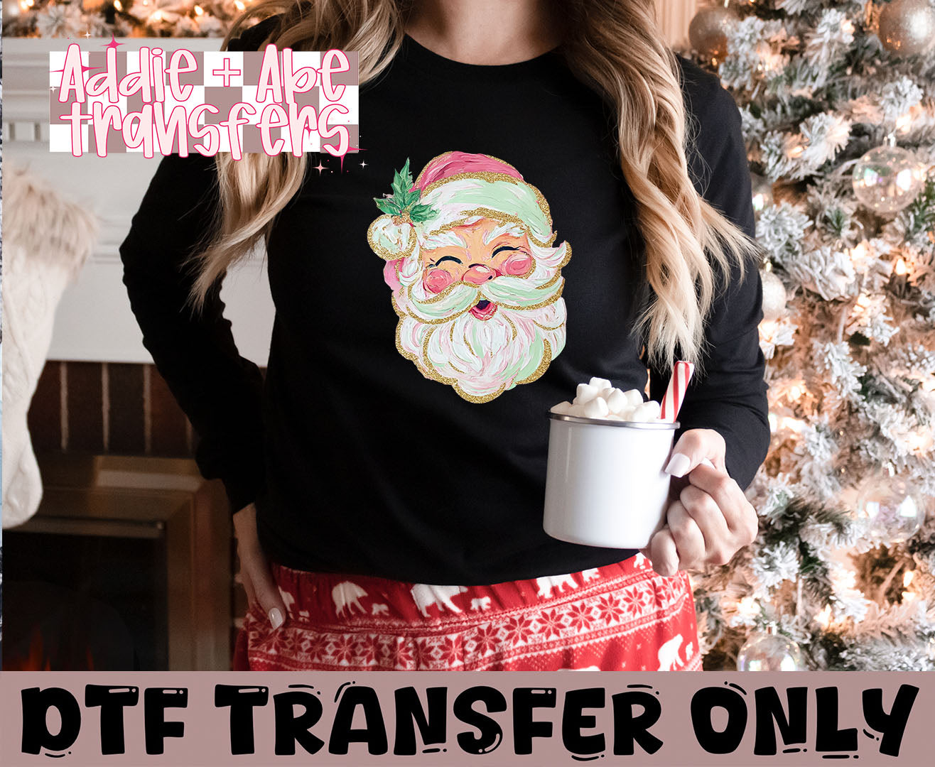 Santa Watercolor DTF Transfer